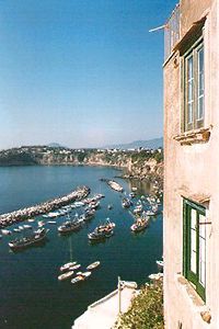 La baia della Corricella vista da Salita Castello